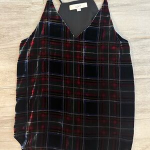LOFT Multicolor Plaid Velvet Camisole